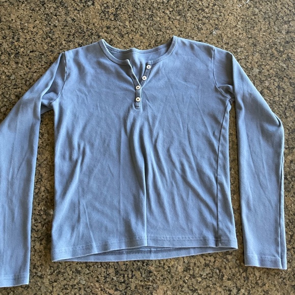 Brandy Melville Faded Navy Blue Long Sleeve Top - Picture 2 of 2